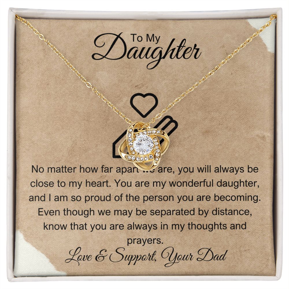 18k yellow gold Love Knot Necklace for Daughter