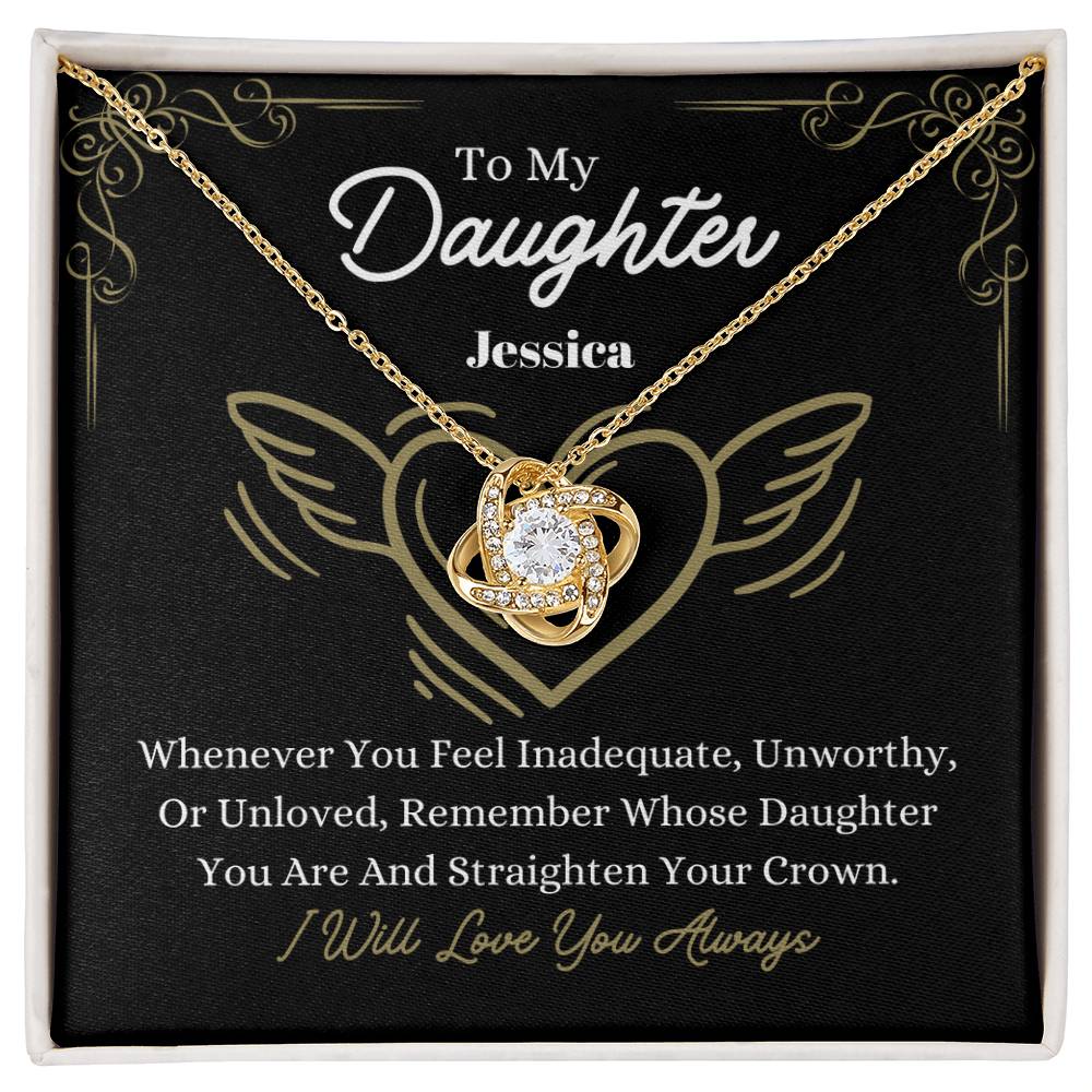 18k yellow gold love knot necklace for daughter