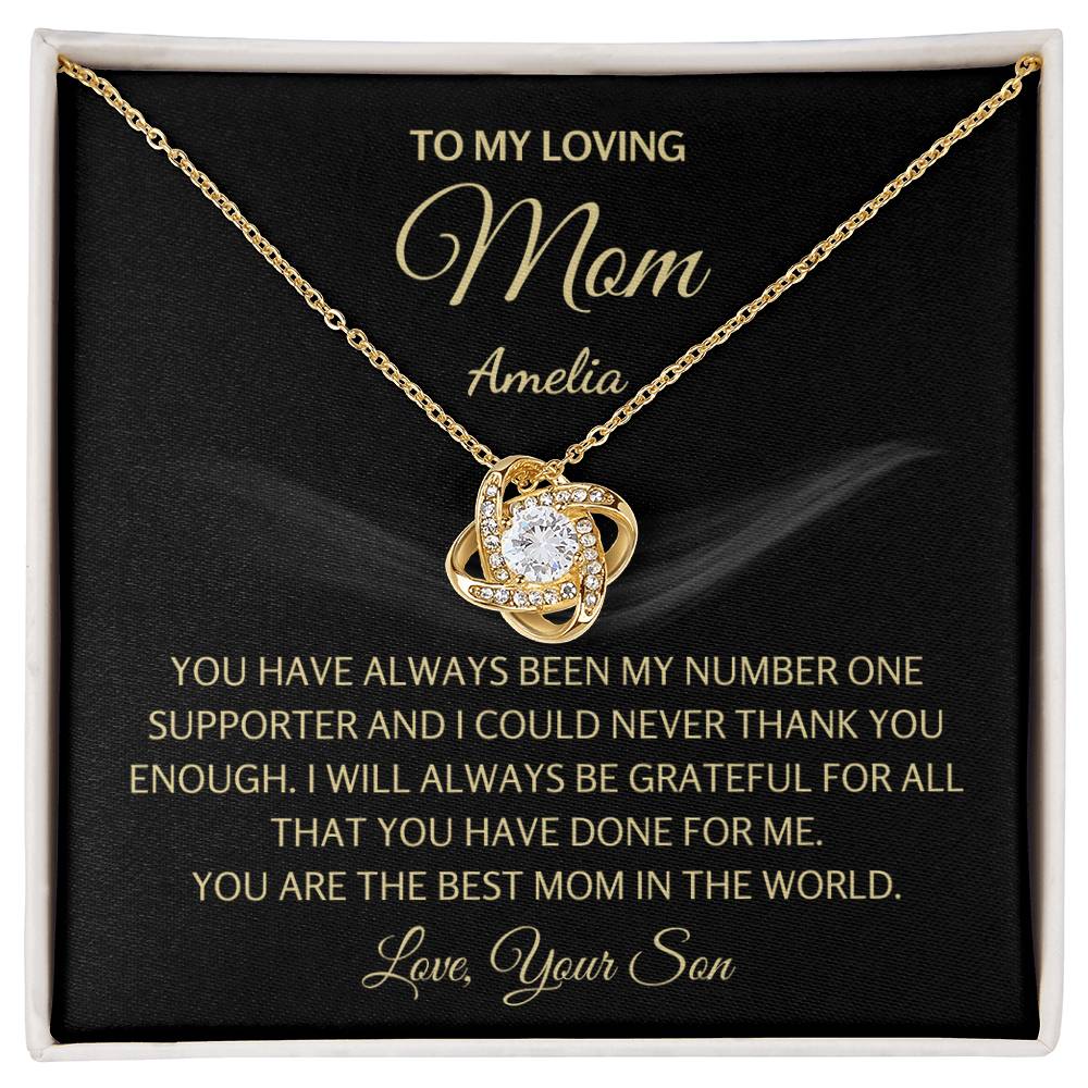 To My Mom Gift from Son, Love Knot Necklace for Mother's Day, Birthday & Christmas