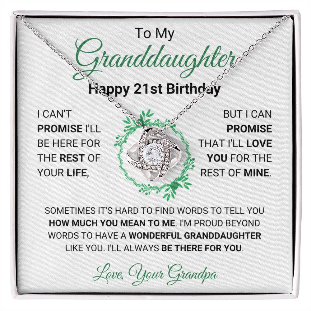 To My Granddaughter Gift From Grandpa | Happy 21st Birthday | Love Knot Necklace