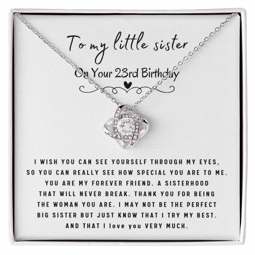 Unbreakable Sisterhood | 23rd Birthday Gift For Little Sister | Love Knot Necklace