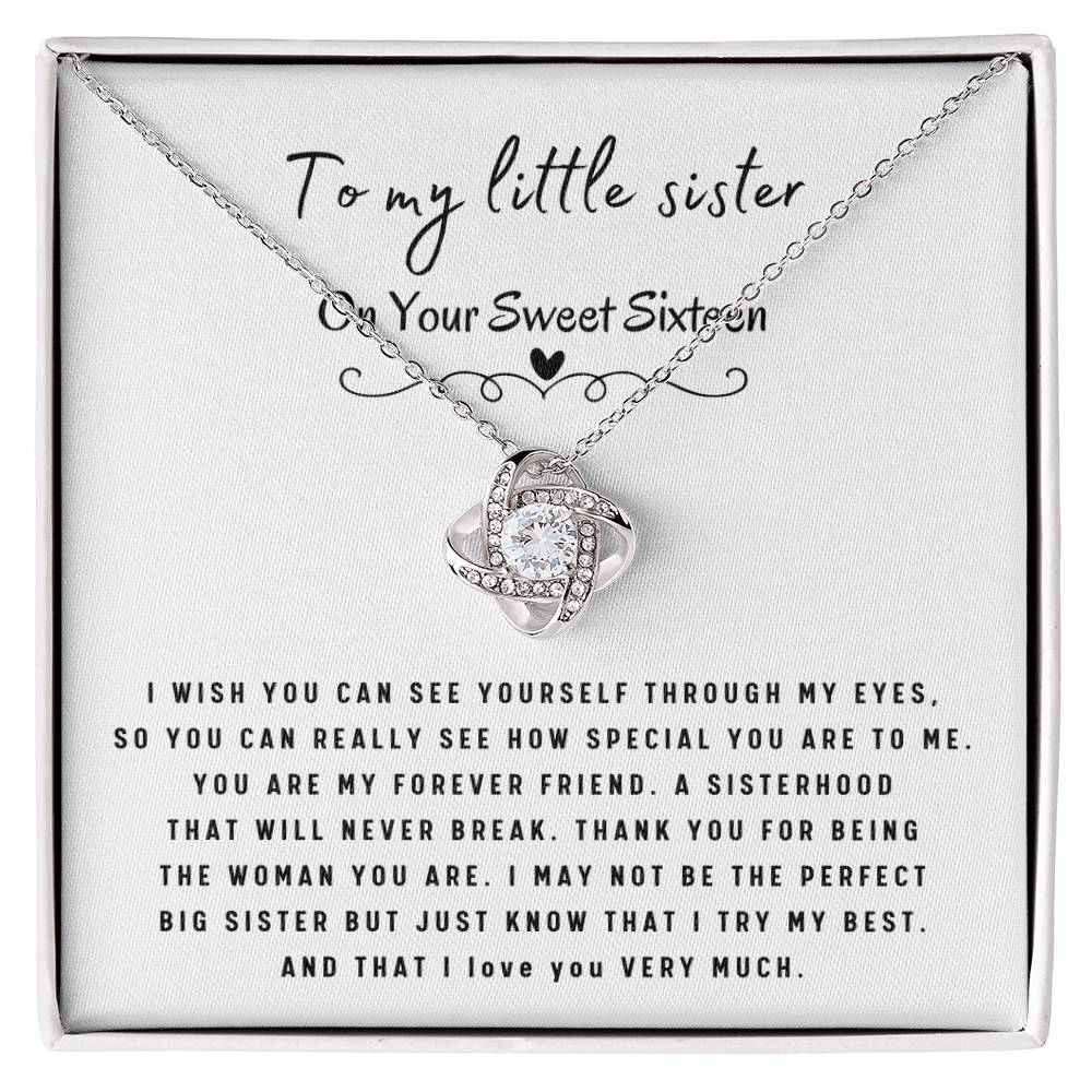 Unbreakable Sisterhood | Sweet Sixteen Gift For Little Sister | Love Knot Necklace