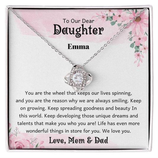 Customized Present for Daughter from Parents | We Love You - Love Knot Necklace