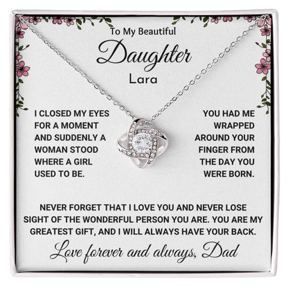 To My Daughter - I Closed My Eyes For A Moment - Personalized Love Knot Necklace