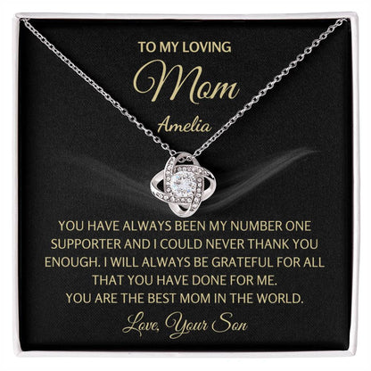 To My Mom Gift from Son, Love Knot Necklace for Mother's Day, Birthday & Christmas