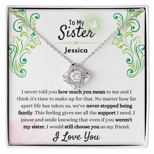 Personalized Love Knot Necklace For Sister 