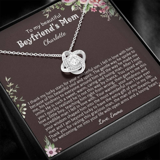 Customized Present for Boyfriends Mom | Love Knot Necklace for Mother's Day, Birthday, Christmas