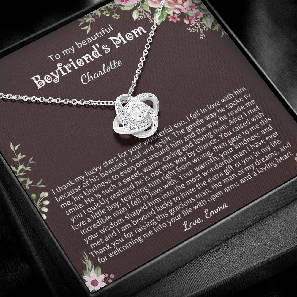 Express Love with Customized Love Knot Necklace for Boyfriend's Mom