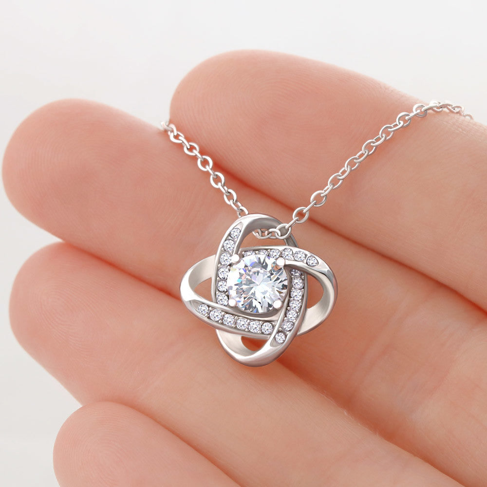 14k White Gold Love Knot Necklace