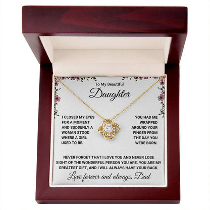 18k Yellow Gold Love Knot Necklace for Daughter