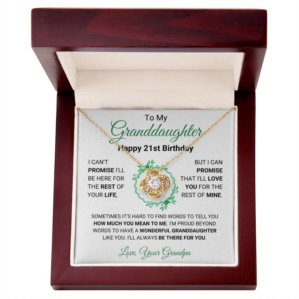 To My Granddaughter Gift From Grandpa | Happy 21st Birthday | Love Knot Necklace