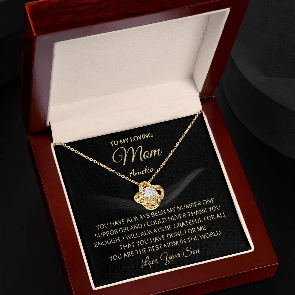 To My Mom Gift from Son, Love Knot Necklace for Mother's Day, Birthday & Christmas