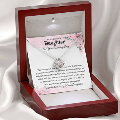 Elegant wedding day necklace for daughter from mom or dad