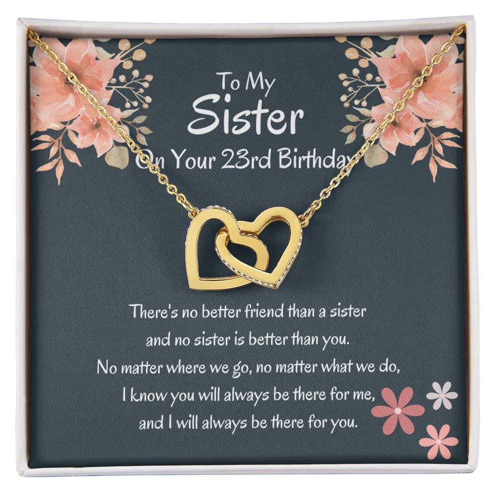 23rd Birthday Gift For Sister Interlocking Hearts Necklace