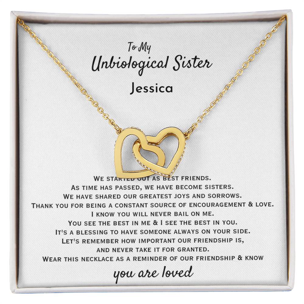 Personalized Unbiological Sister Gift | Perfect For Birthday, Graduation, & Just Because | Interlocking Hearts Necklace