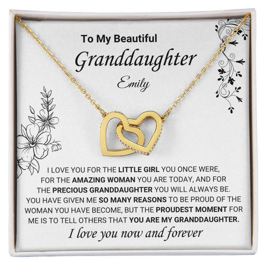 Engraved Gift for Granddaughter heart pendant necklace