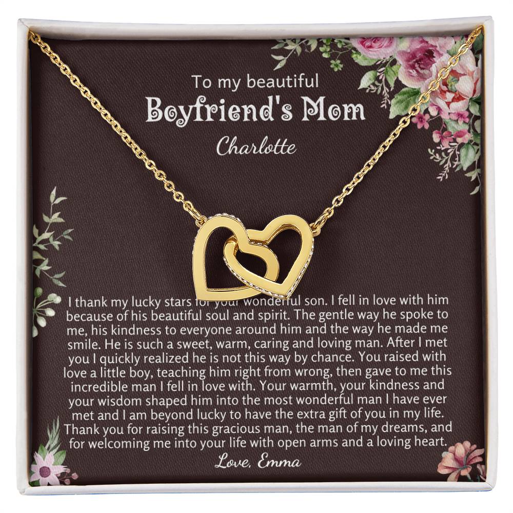 Personalized Gift for Boyfriends Mom | Interlocking Hearts Necklace for Birthday, Mother's Day, Christmas