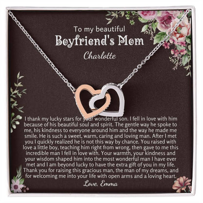 Personalized Gift for Boyfriends Mom | Interlocking Hearts Necklace for Birthday, Mother's Day, Christmas