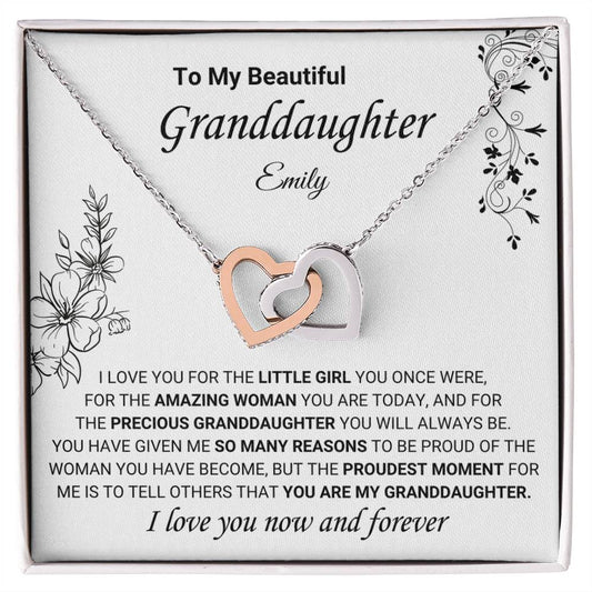 Engraved Gift for Granddaughter heart pendant necklace