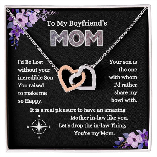 Present for Boyfriends Mom | Interlocking Hearts Necklace for Mother's Day, Birthday & Christmas