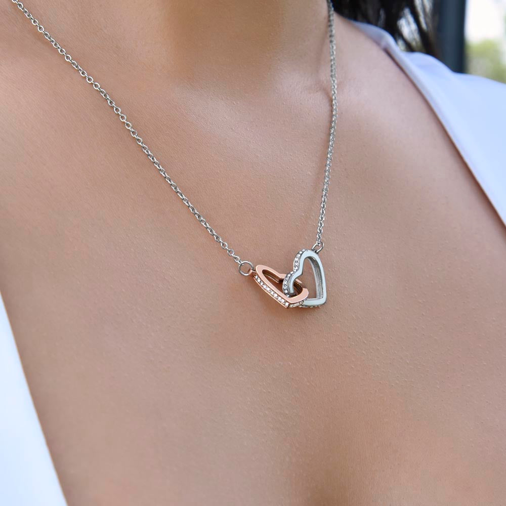 Interlocking Hearts Necklace with Crystals