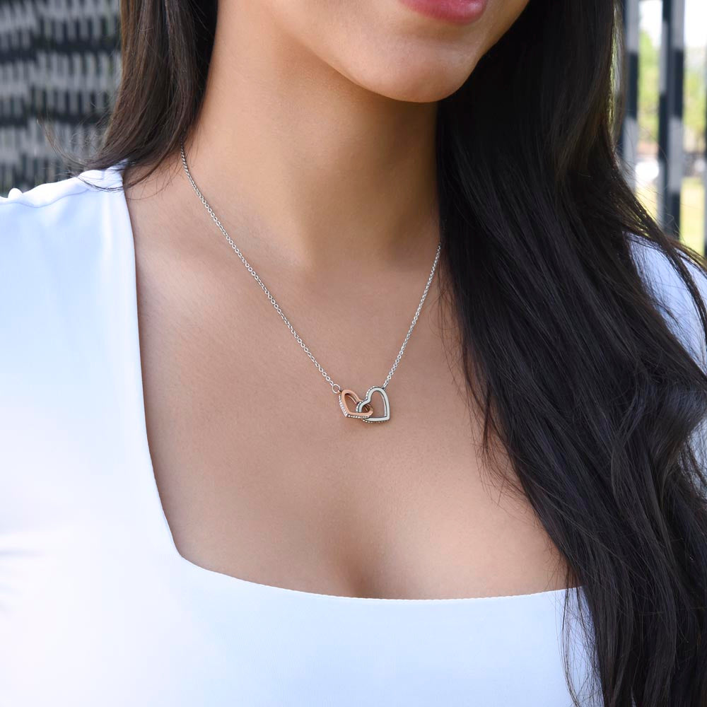 Interlocking Hearts Necklace on Beautiful Girl