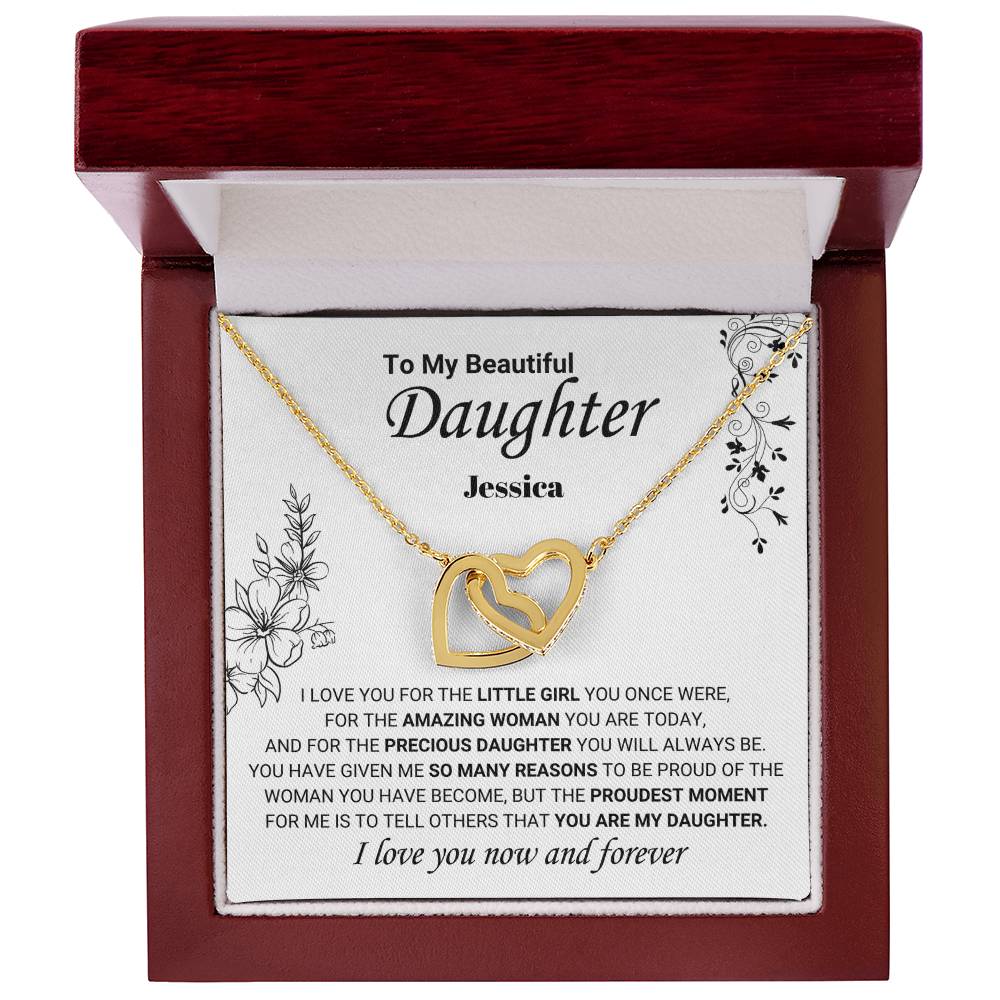 18k yellow gold heart necklace for daughter's birthday