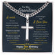 Happy 18th Birthday Gift for Grandson, Personalized Cuban Chain with Artisan Cross Necklace
