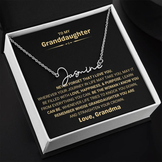 Personalized Signature Name Necklace for Granddaughter from Grandma