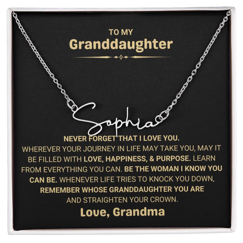 Personalized Signature Name Necklace for Granddaughter from Grandma