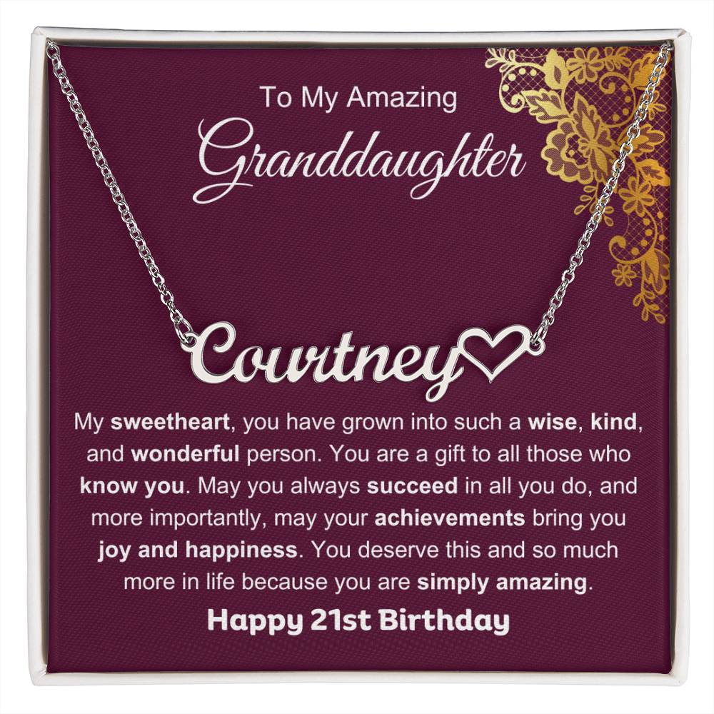 To My Amazing Granddaughter | My Sweetheart | Personalized 21st Birthday Gift For Her