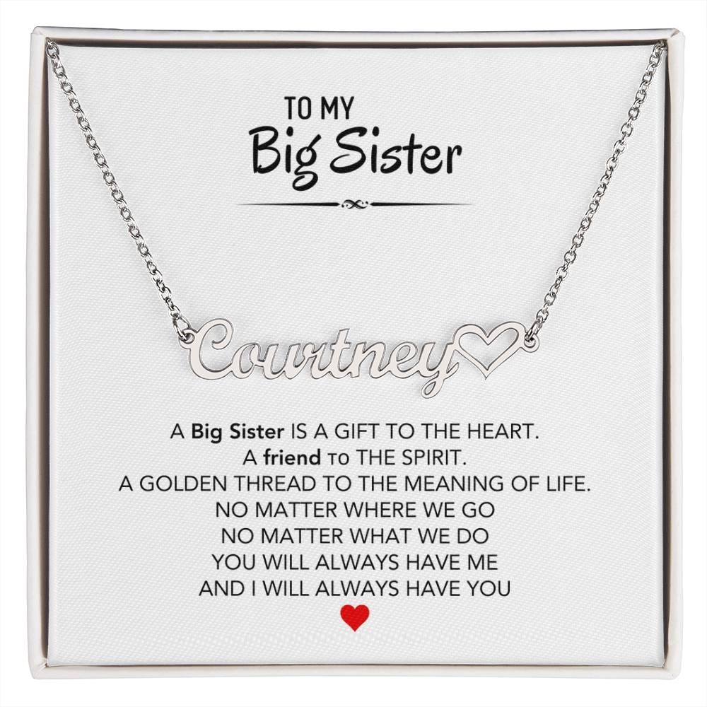 Personalized Heart Name Necklace For Big Sister From Little Sister