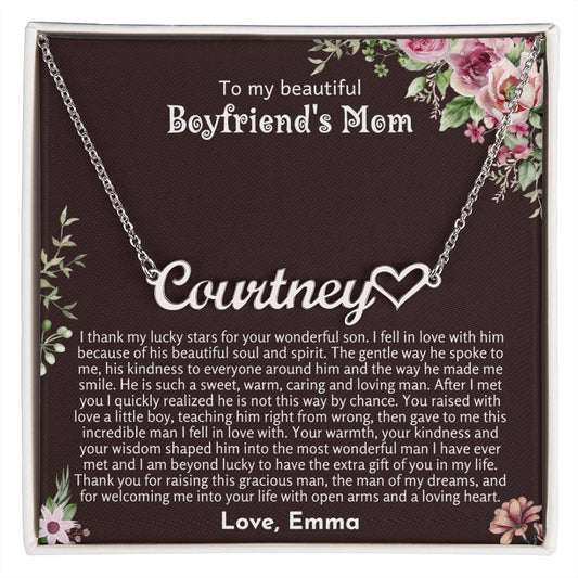 Personalized Heart Name Necklace for Boyfriends Mom | Future Mother In Law Gift