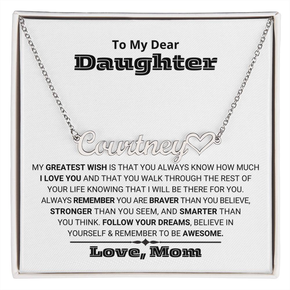 Personalized Heart Name Necklace for Daughter