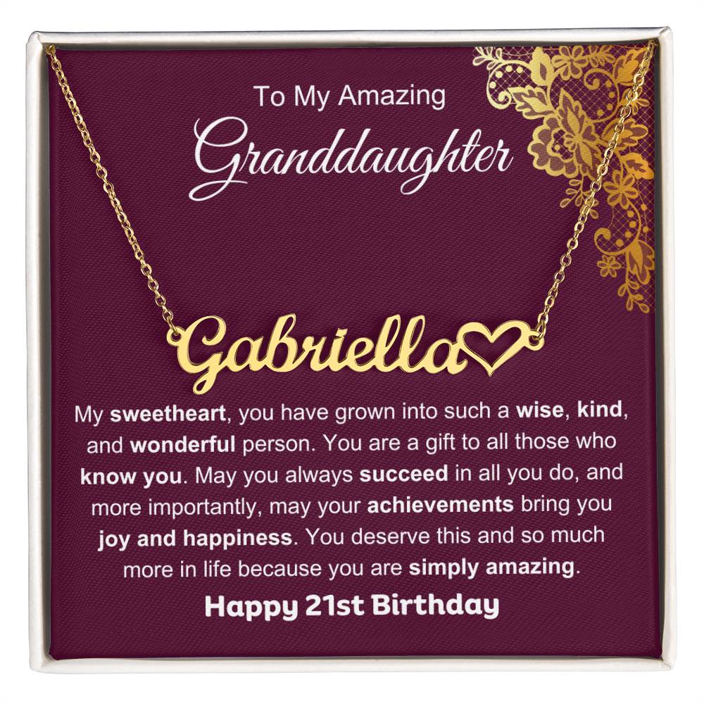 To My Amazing Granddaughter | My Sweetheart | Personalized 21st Birthday Gift For Her