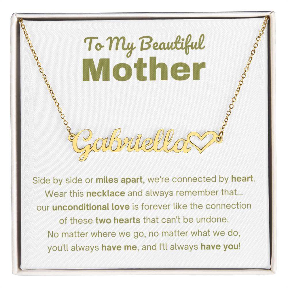 Customized Gift for Mother, Personalized Heart Name Necklace for Mom