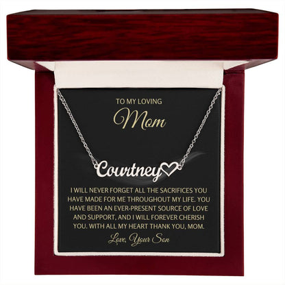 Personalized Heart Name Necklace for Mom