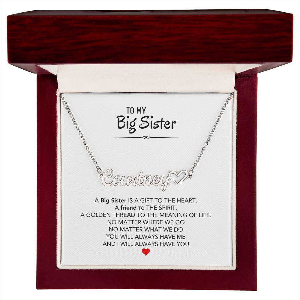 Personalized Heart Name Necklace For Big Sister From Little Sister