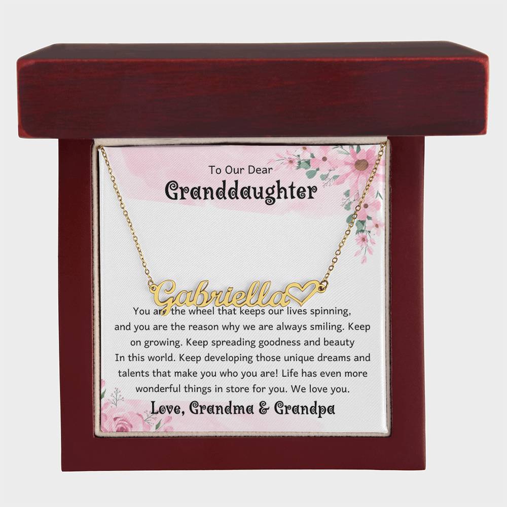 18K Yellow Gold Name Necklace for Granddaughter