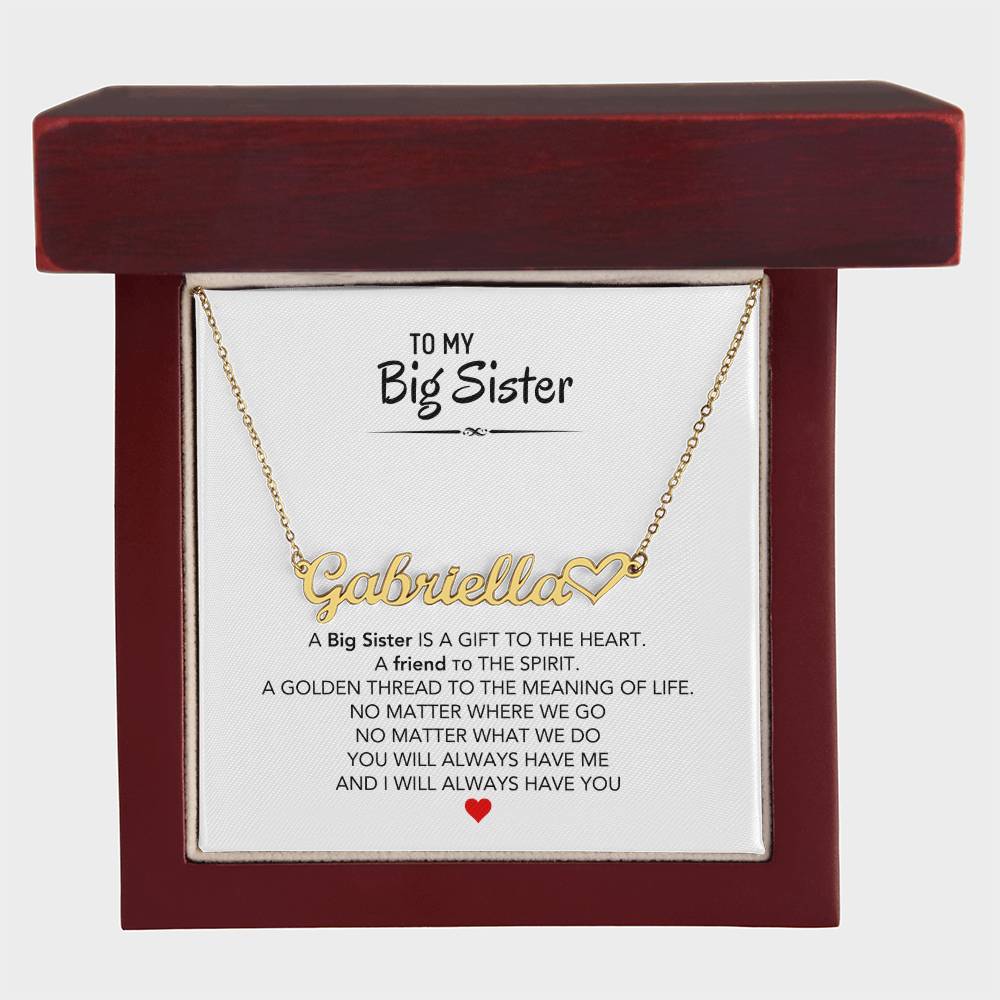Personalized Heart Name Necklace For Big Sister From Little Sister