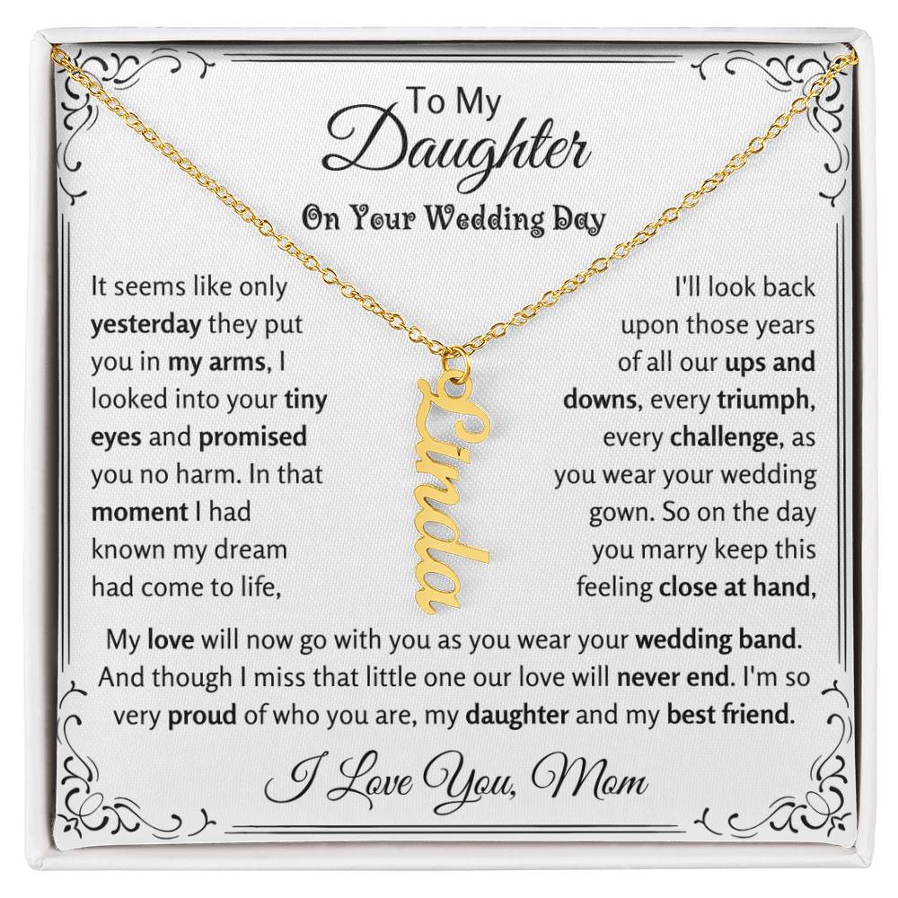 Custom Name Necklace in 18K Yellow Gold Finish for Daughter