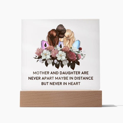 Mother And Daughter's Never Apart Gift Square Acrylic Plaque