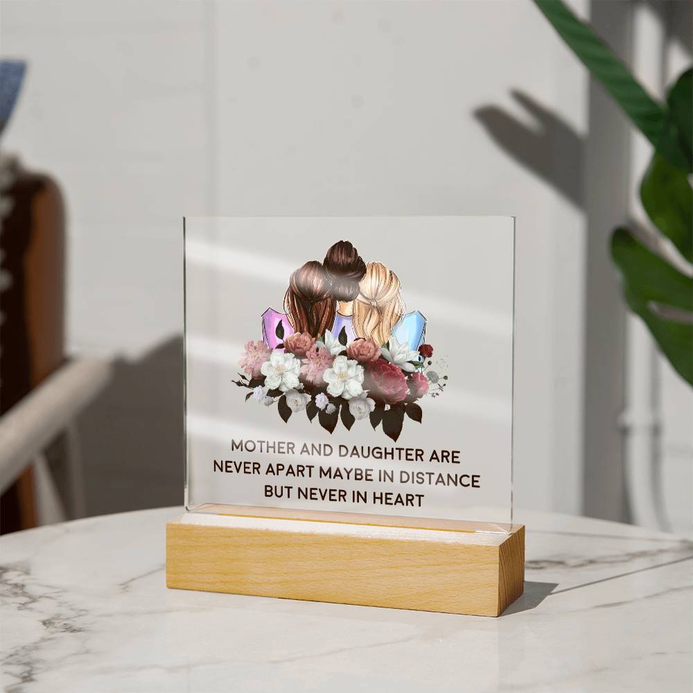 Mother And Daughter's Never Apart Gift Square Acrylic Plaque