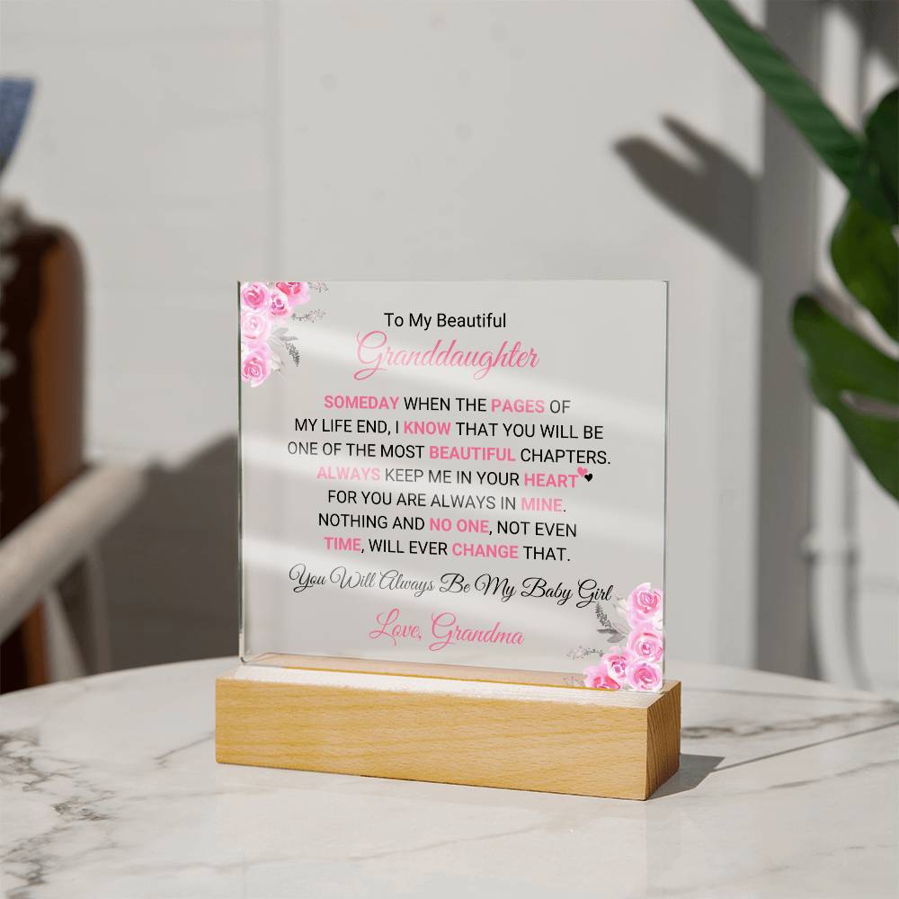 Beautiful Granddaughter Acrylic Plaque from Grandma, Gift for Christmas, Birthday, Graduation and Just Because