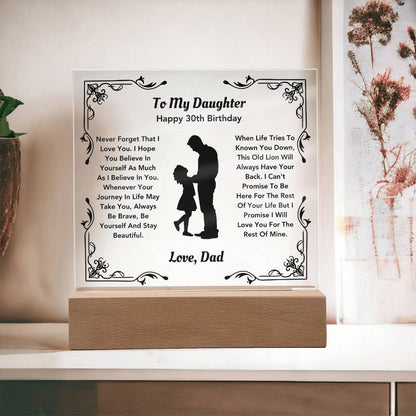 To My Daughter Happy 30th Birthday Gift Plaque