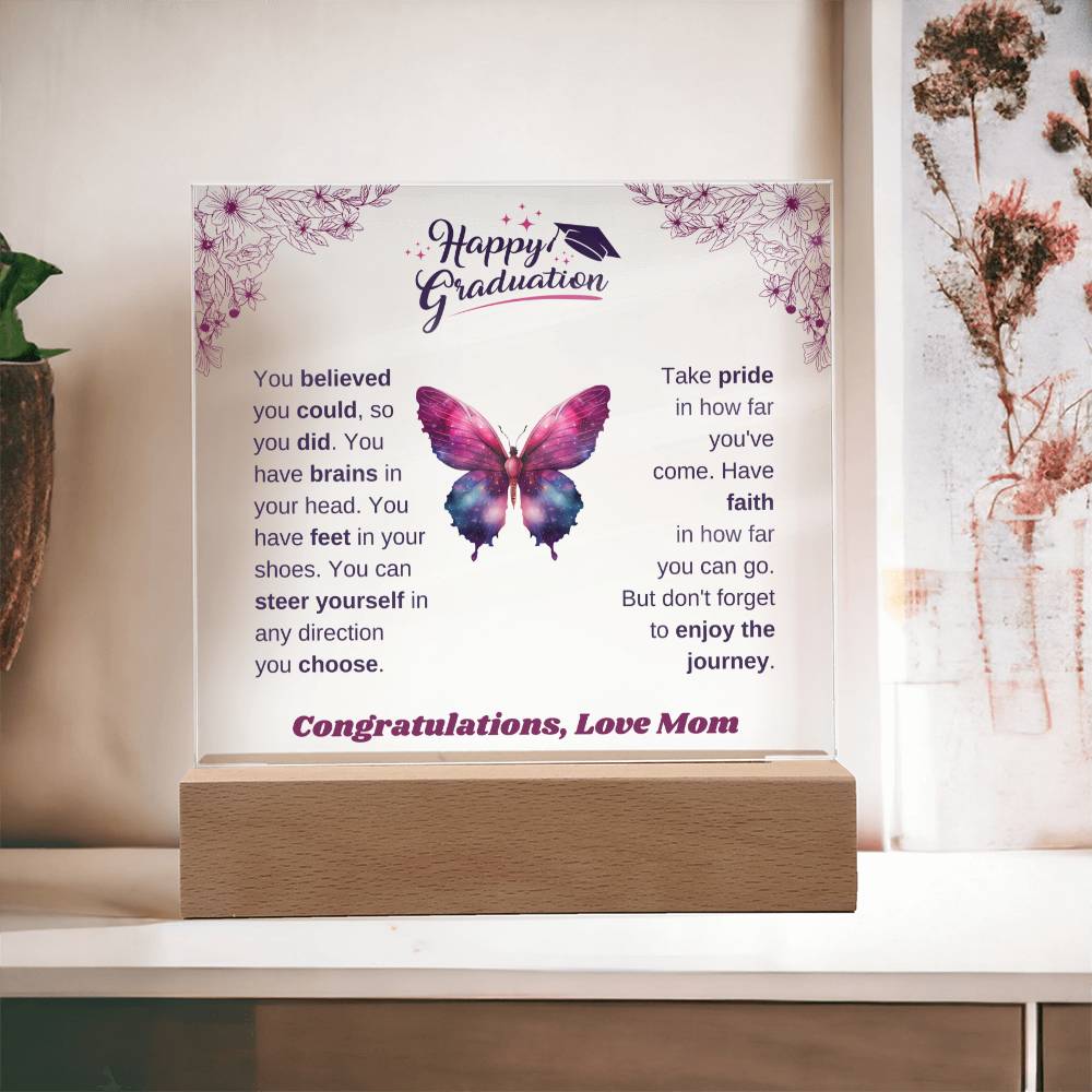 College Graduation Gift for Daughter from Mother, Acrylic Plaque for Uni & School Graduate
