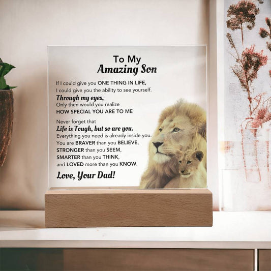 To My Amazing Son, You're So Special Square Acrylic Plaque, Perfect Gift For Him From Dad For Any Occasion