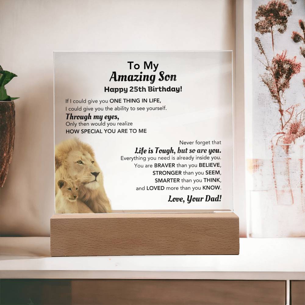 To My Amazing Son | Happy 25th Birthday Gift From Dad | Square Acrylic Plaque