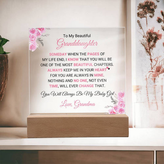 Beautiful Granddaughter Acrylic Plaque from Grandma, Gift for Christmas, Birthday, Graduation and Just Because