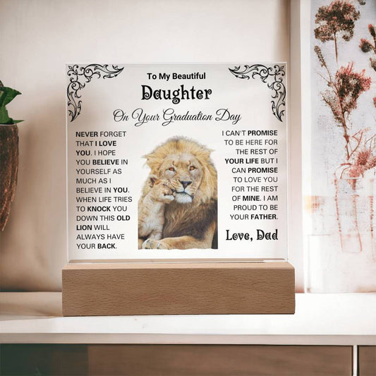 College and High School Graduation Gift for Daughter from Dad | Acrylic Plaque for Graduate